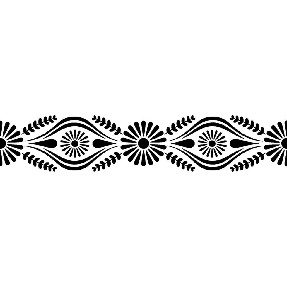 Elegant Black White Floral Border, Pattern vector