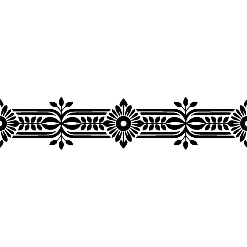 Elegant Floral Border in Black and White - Flourish - Ornament vector