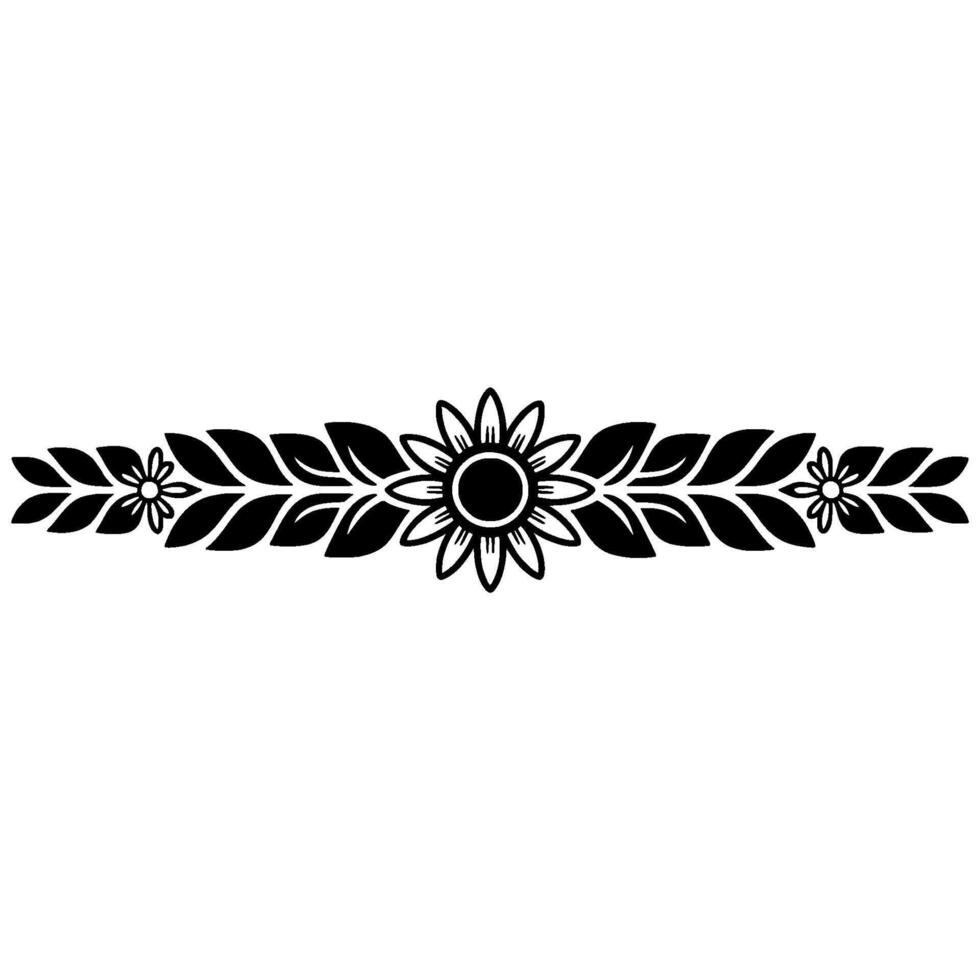 Black Floral Border on White Background, Art vector
