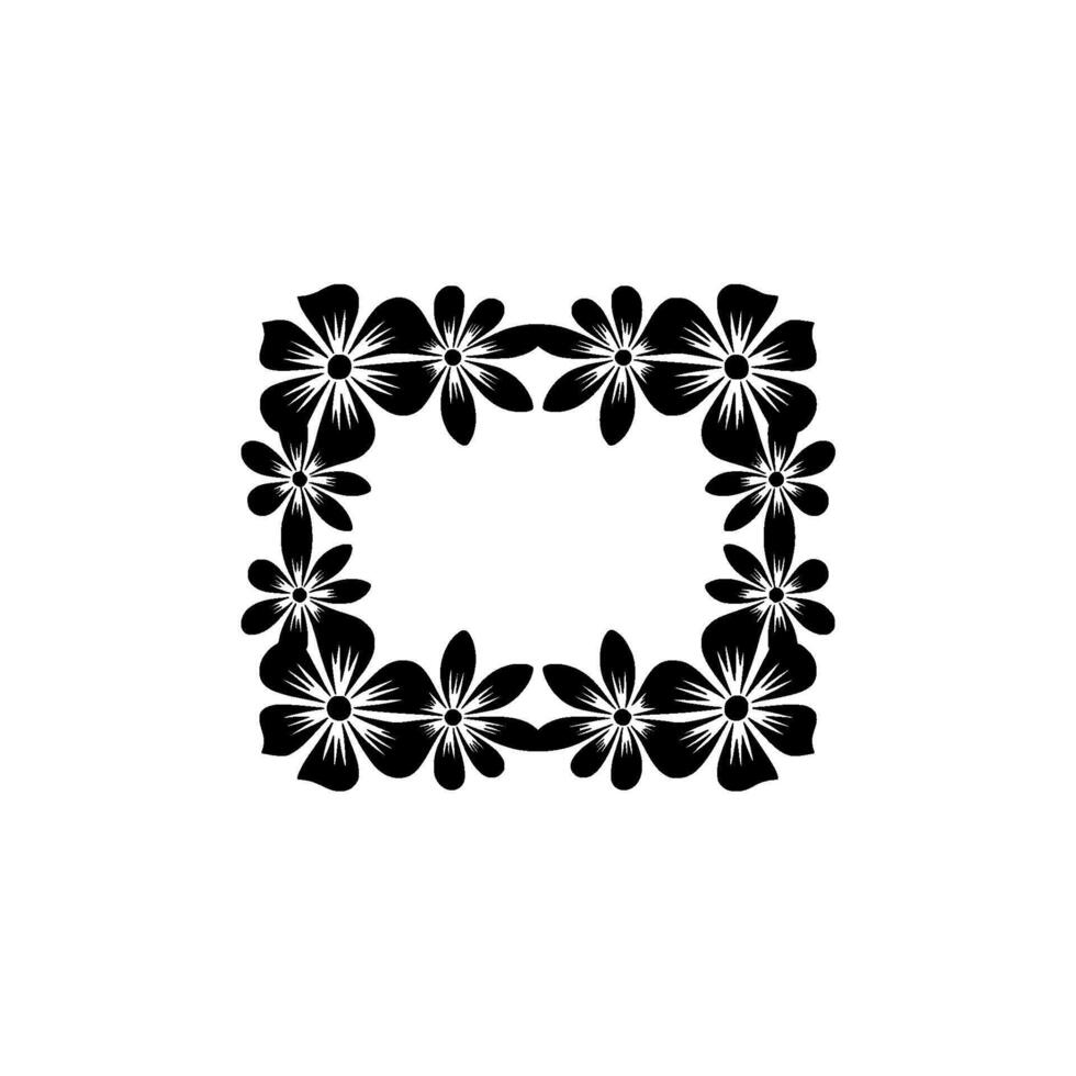 Black and White Floral Frame on Cream Background vector