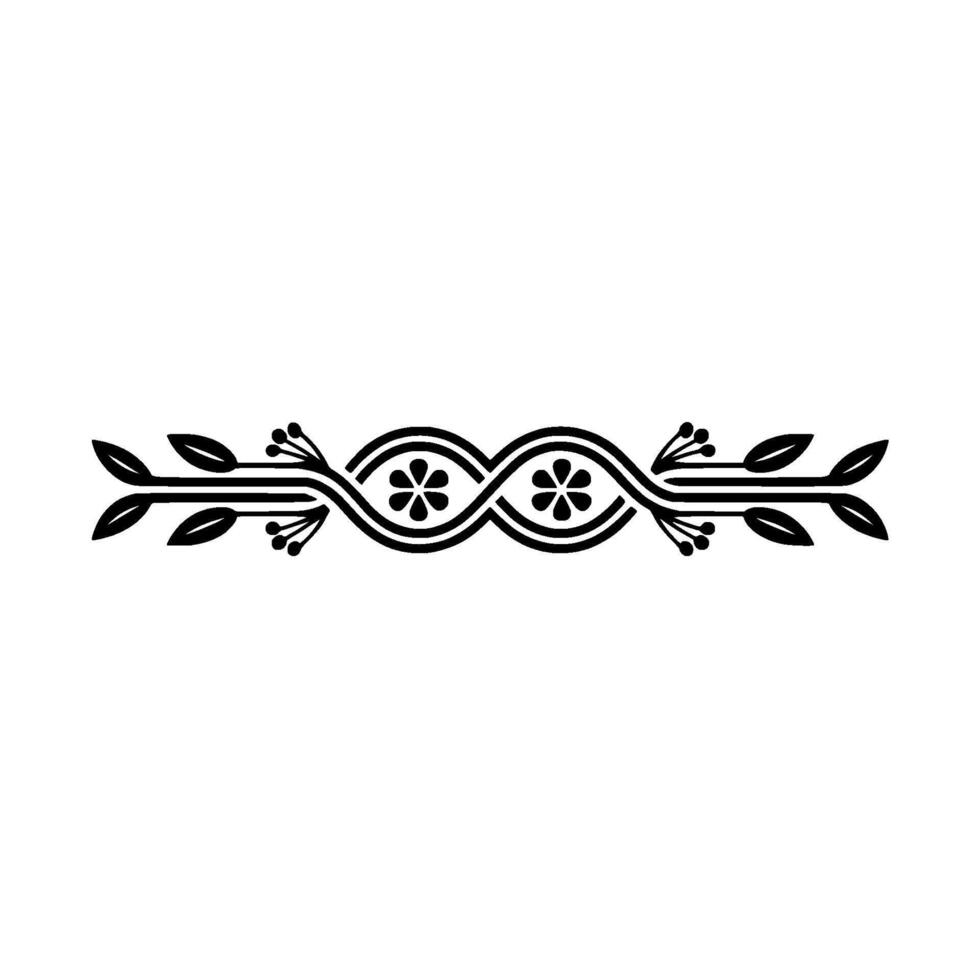 Black and White Floral Ornament, Minimalist, Geometric vector