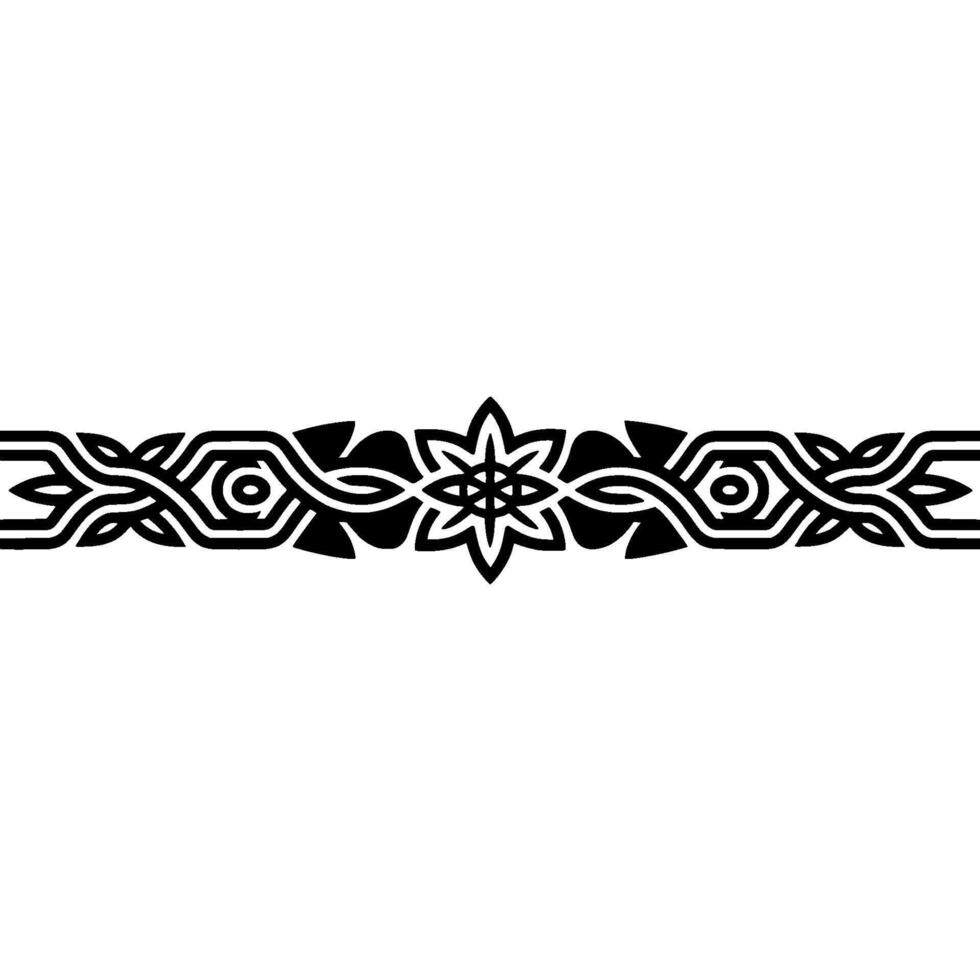 Decorative Floral Border Element, Black White, Minimalist vector