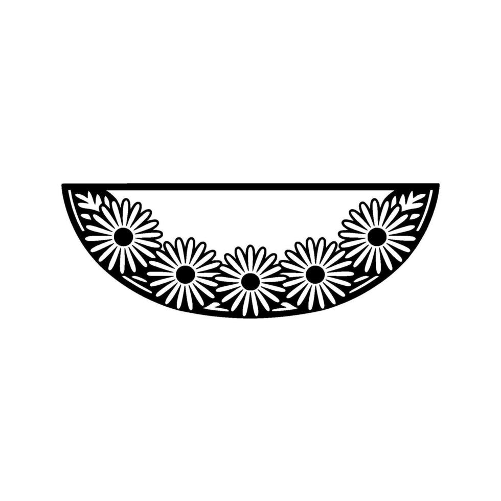 Floral Semicircle Pattern Black White, Minimalist vector