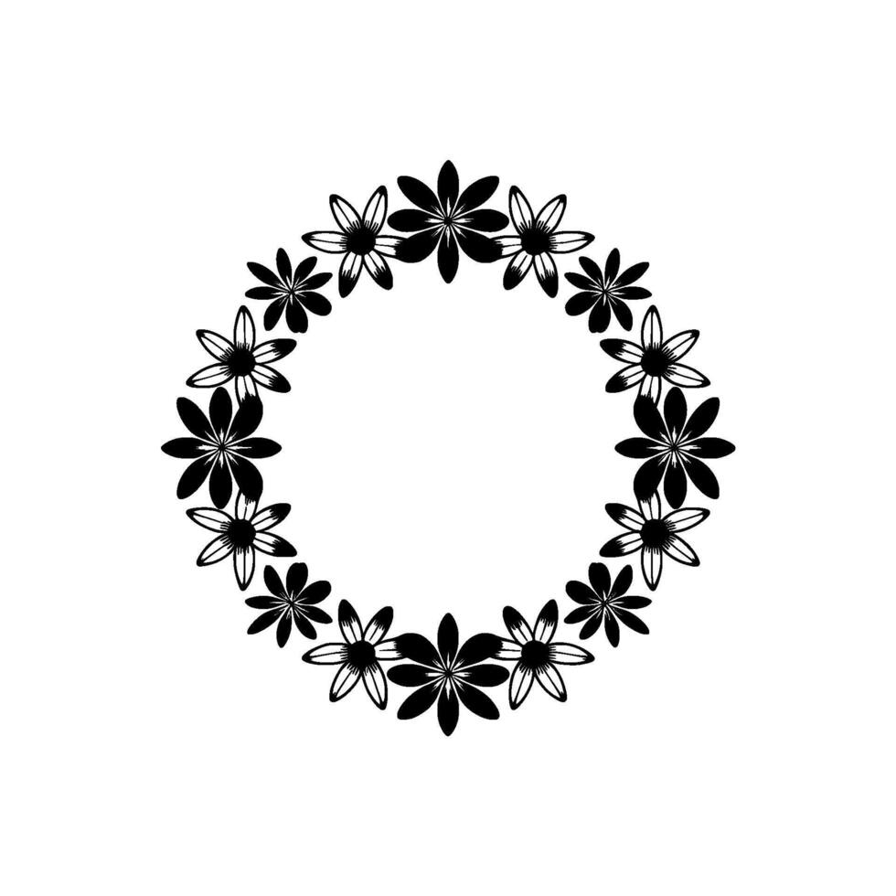 Elegant Floral Wreath Black and White Minimalist vector