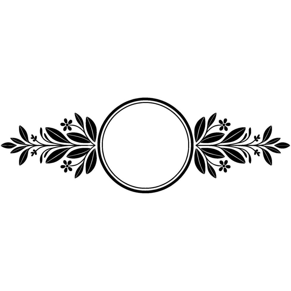 Elegant Floral Frame with Circle for Text or, Minimalist vector