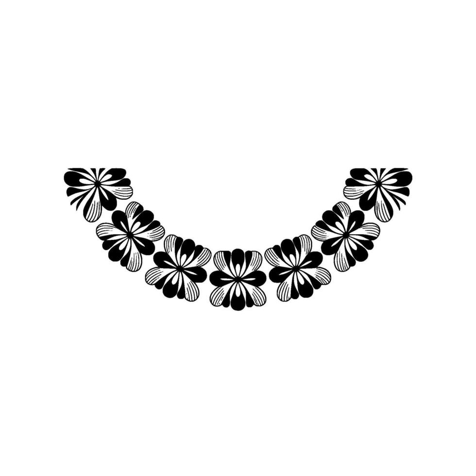 Black and White Floral Border Illustration on White Background vector