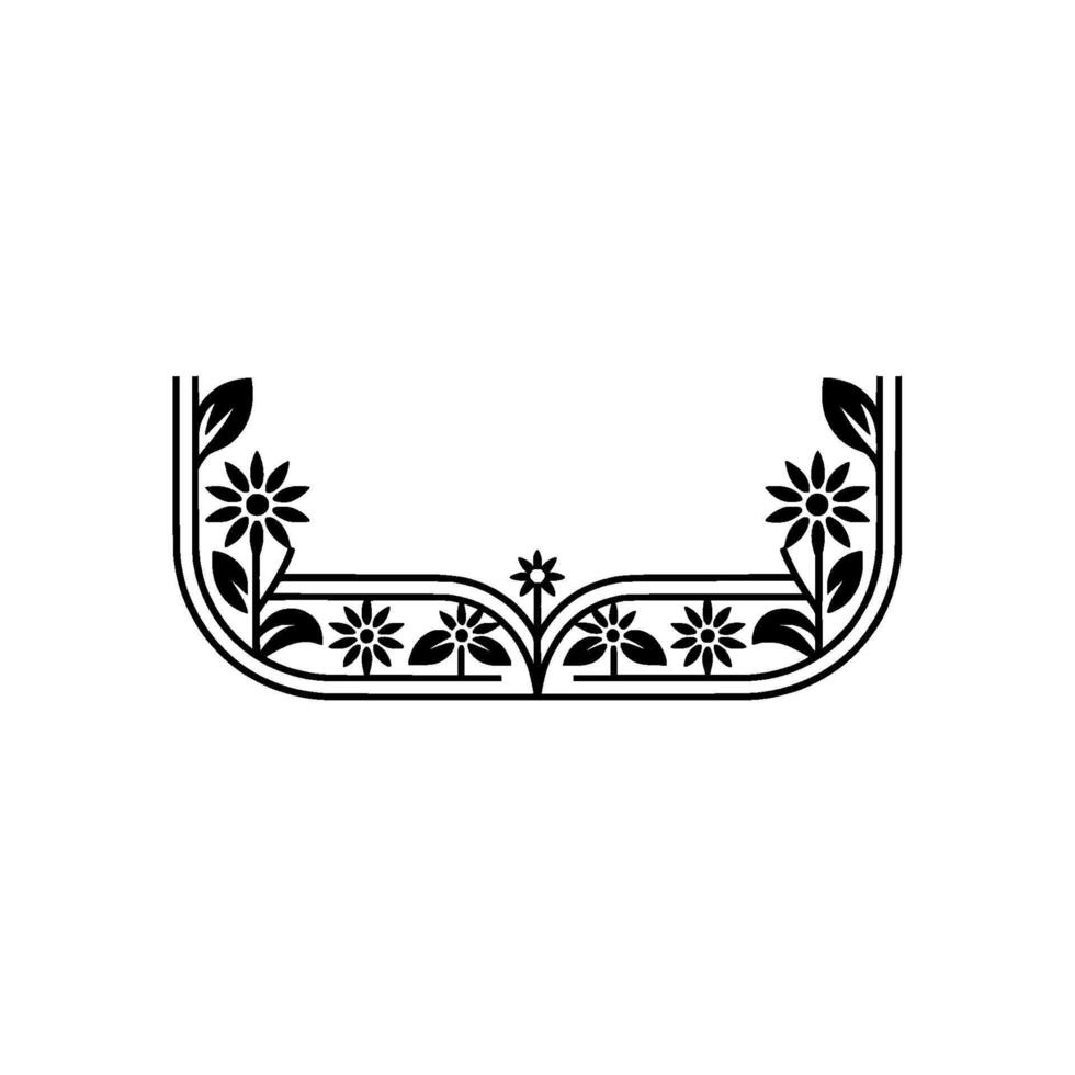 Elegant Floral Frame Element in Black and White vector