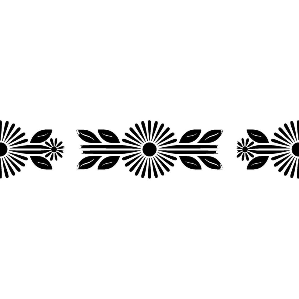 Floral Pattern Border, Black White, Minimalist vector