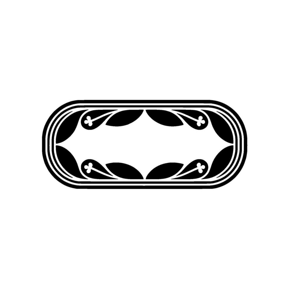Elegant Black and White Floral Frame on Light Gray Background - Oval vector