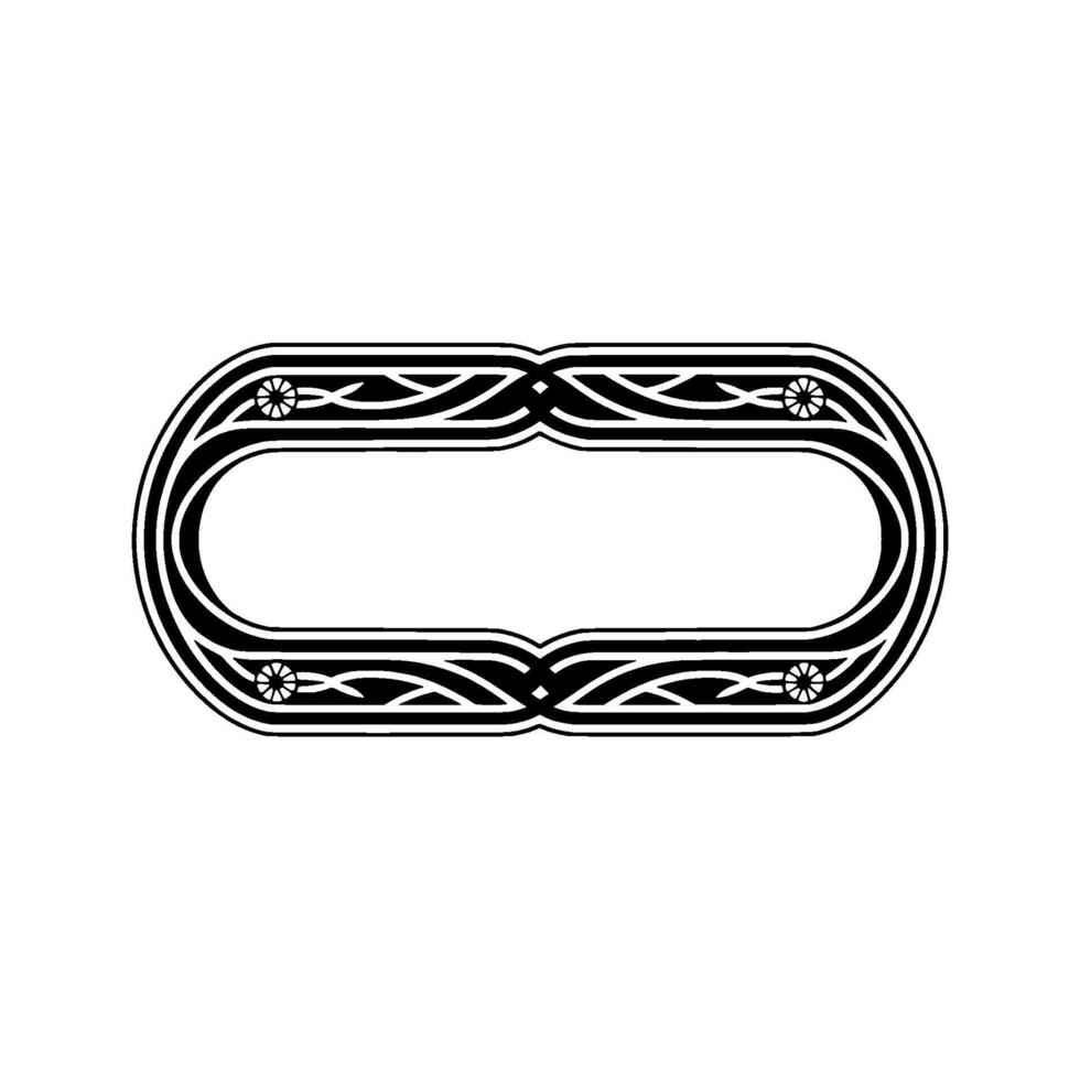 Elegant Black White Ornate Oval Frame on White vector