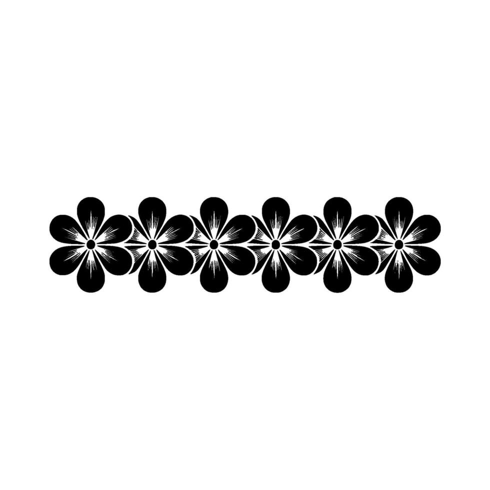 Geometric Floral Border, Black White, Minimalist - Repeat pattern vector