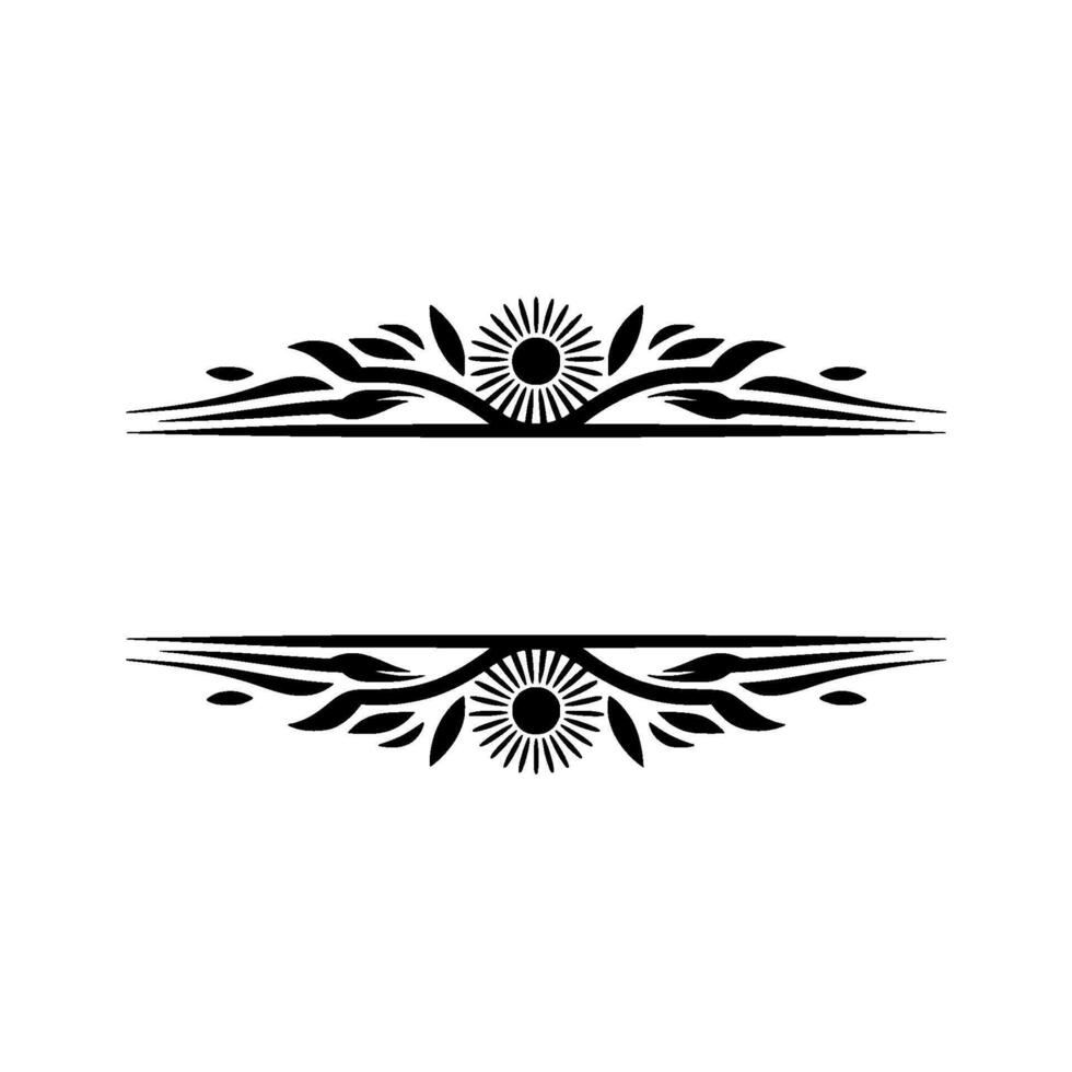 Elegant Floral Divider Ornament, Black Silhouette vector