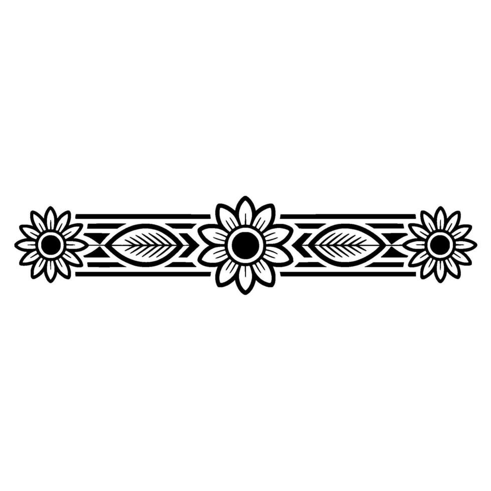 Floral Border Ornament, Black and White - Pattern vector