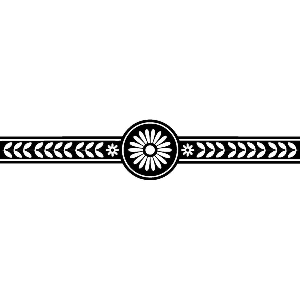 Minimalist Floral Border - Black and White Decorative Element, Pattern vector