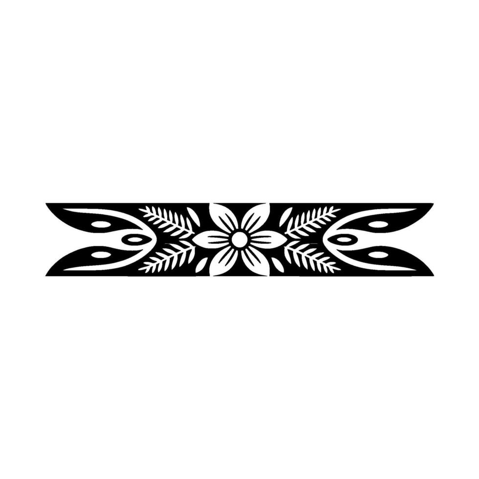 Elegant Floral Border, Black and White, Decorative Ornament - Pattern vector