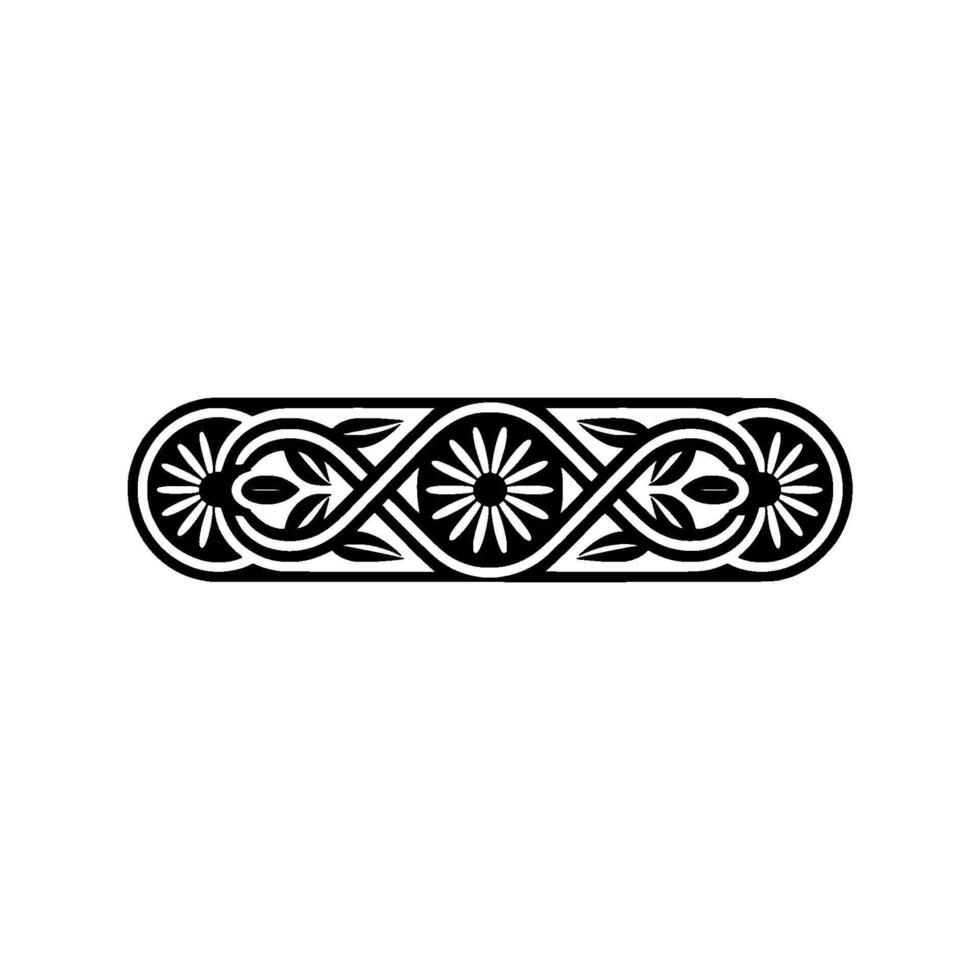 Ornate Black and White Floral Border Element for, Elegant Decoration vector