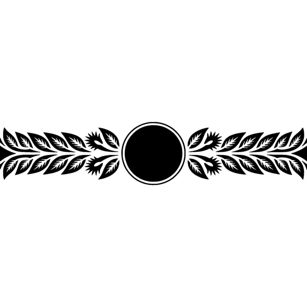 Black White Laurel Wreath Ornament with Circle Frame vector