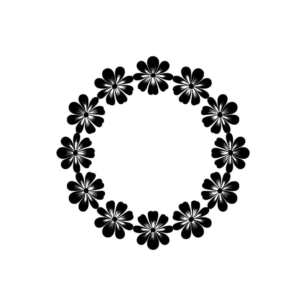 Minimalist Black Flower Wreath on White Floral vector