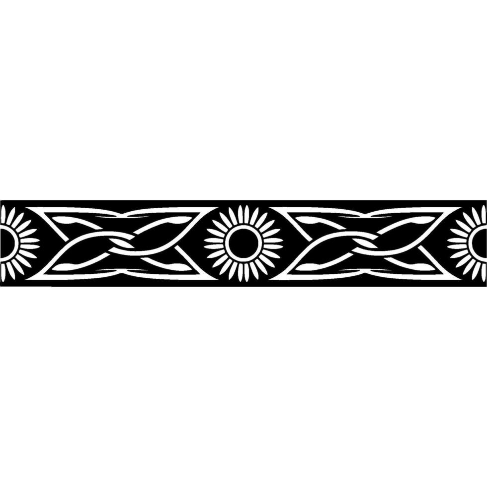 Monochromatic Floral Border Sunflower Celtic Knots vector