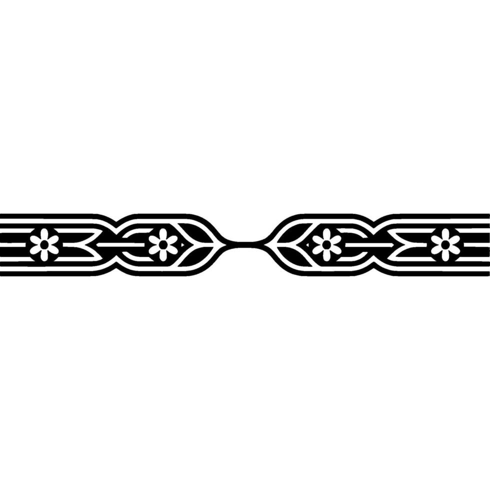 Geometric Floral Border Ornament in Black and White - Pattern vector
