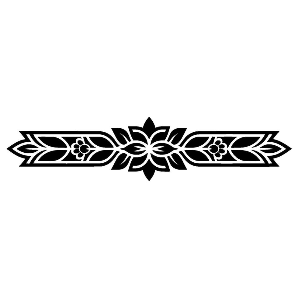 Elegant Floral Border in Black, Decorative Ornament on White vector