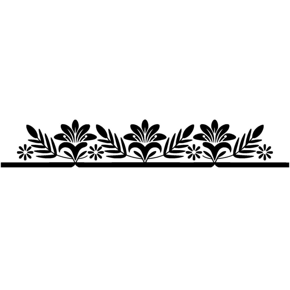 Elegant Floral Border Element in Black White - Floral border vector