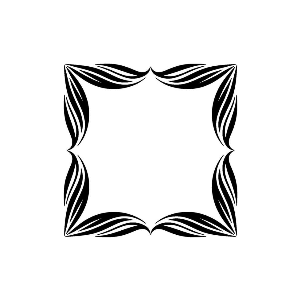 Elegant Black Frame with Leafy Motif on Light Background vector