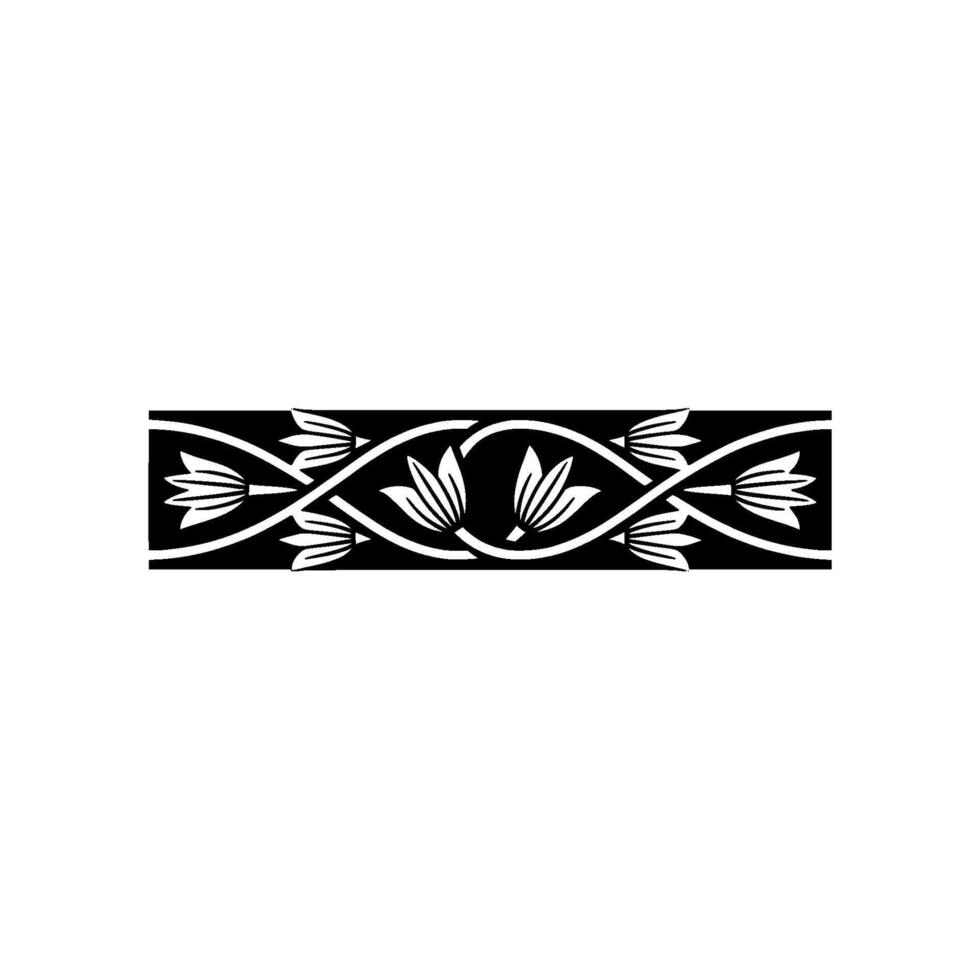 Floral Border, Black and White, Minimalist Pattern vector