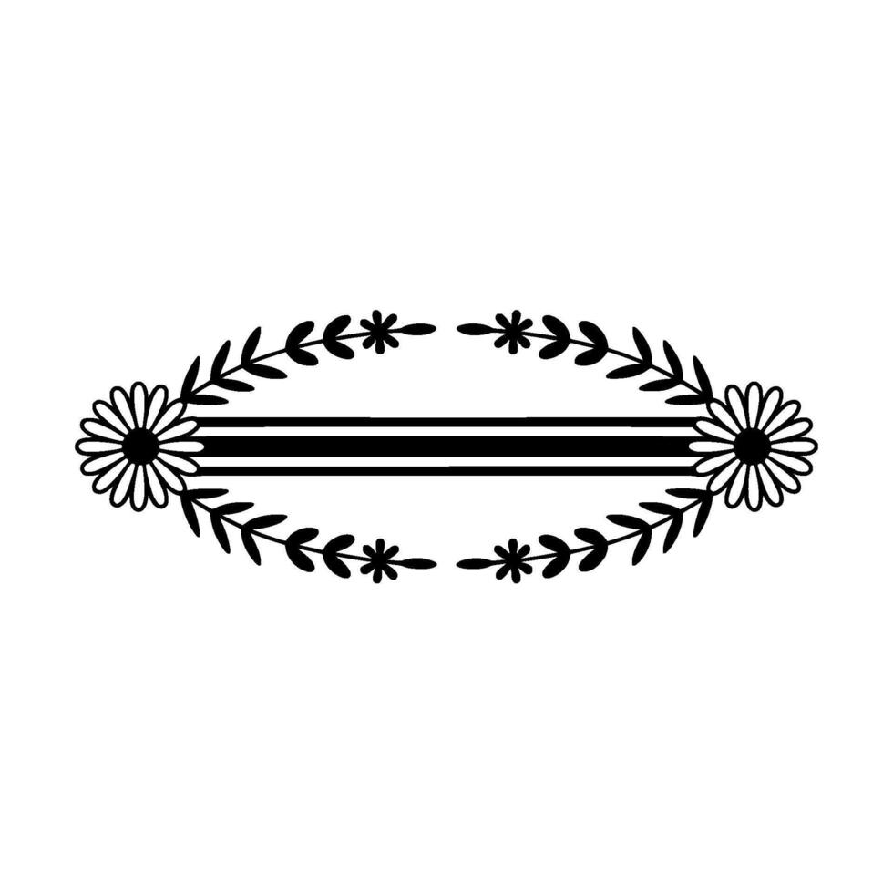 Elegant Floral Oval Frame Black and White, Floral frame vector