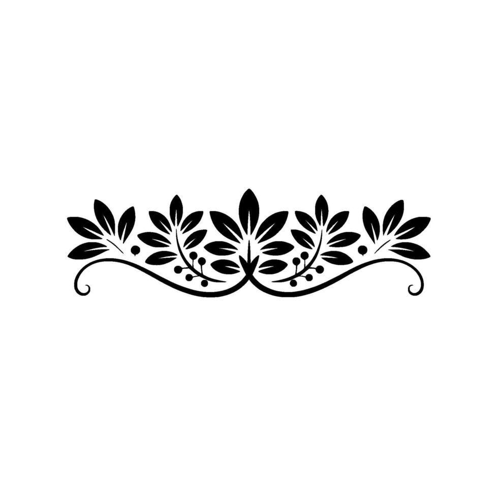 Elegant Black Leaf Border on White Background, Flourish vector