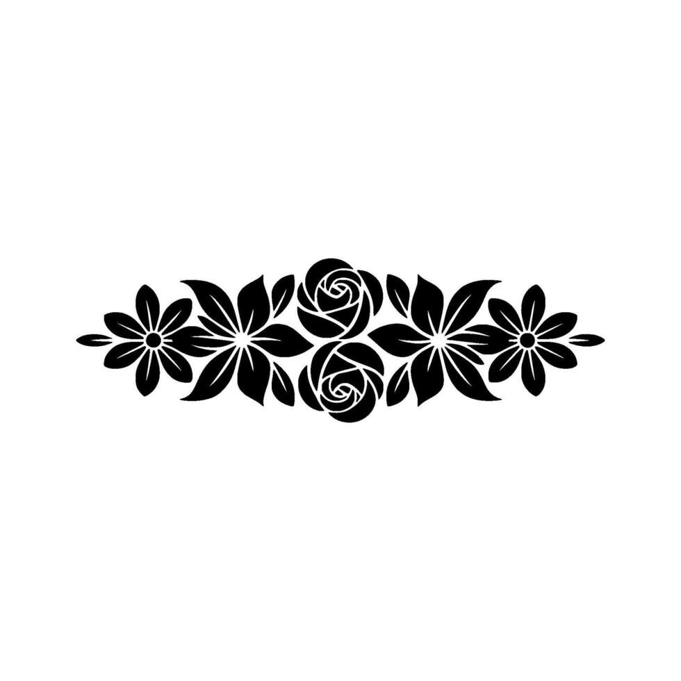 Elegant Black Floral Ornament on White Background - Decoration - Illustration vector