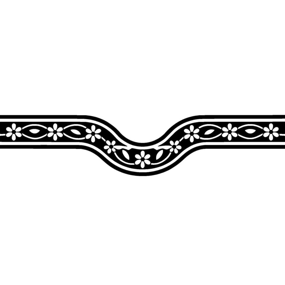 Elegant Floral Border in Black and White, Template vector