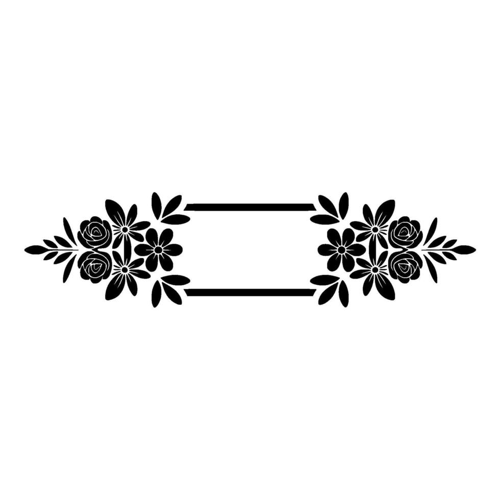 Minimalist Floral Frame Border, Black and White vector