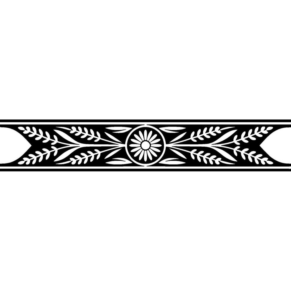Elegant Floral Border in Black and White - Leaves - Pattern vector