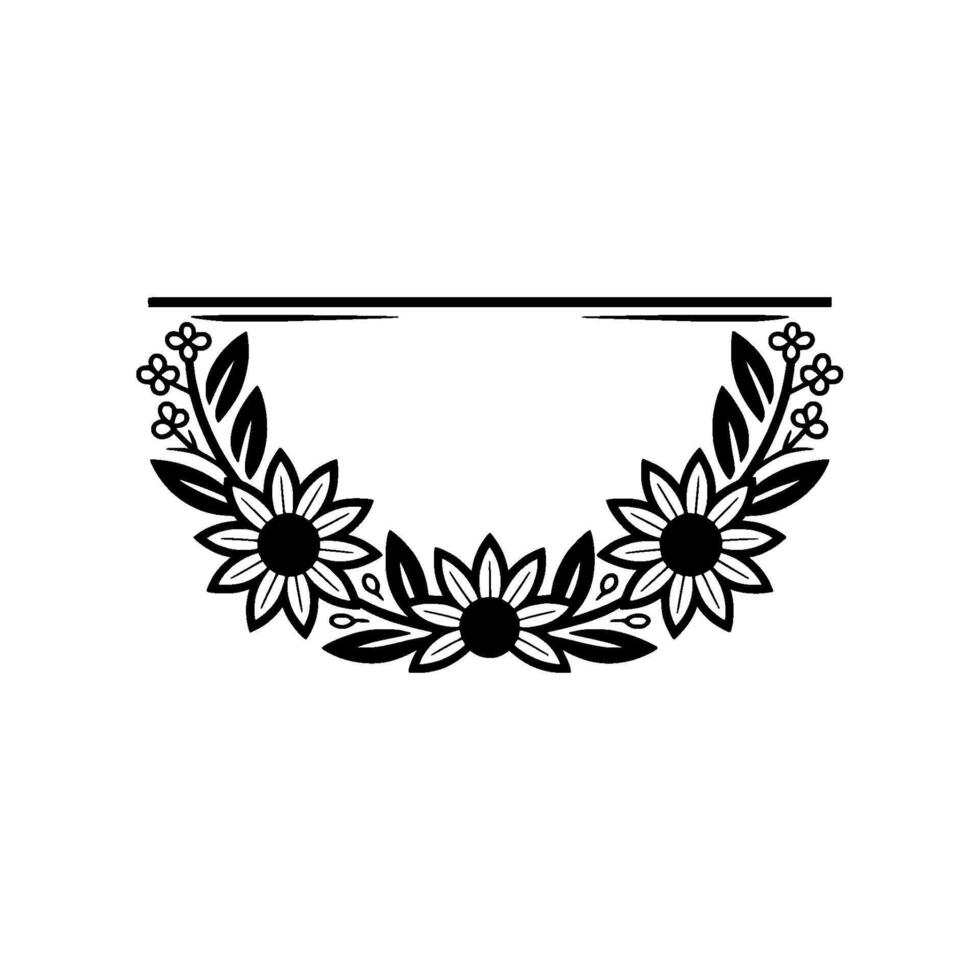Elegant Sunflower Wreath with Space for Text - Minimalist vector
