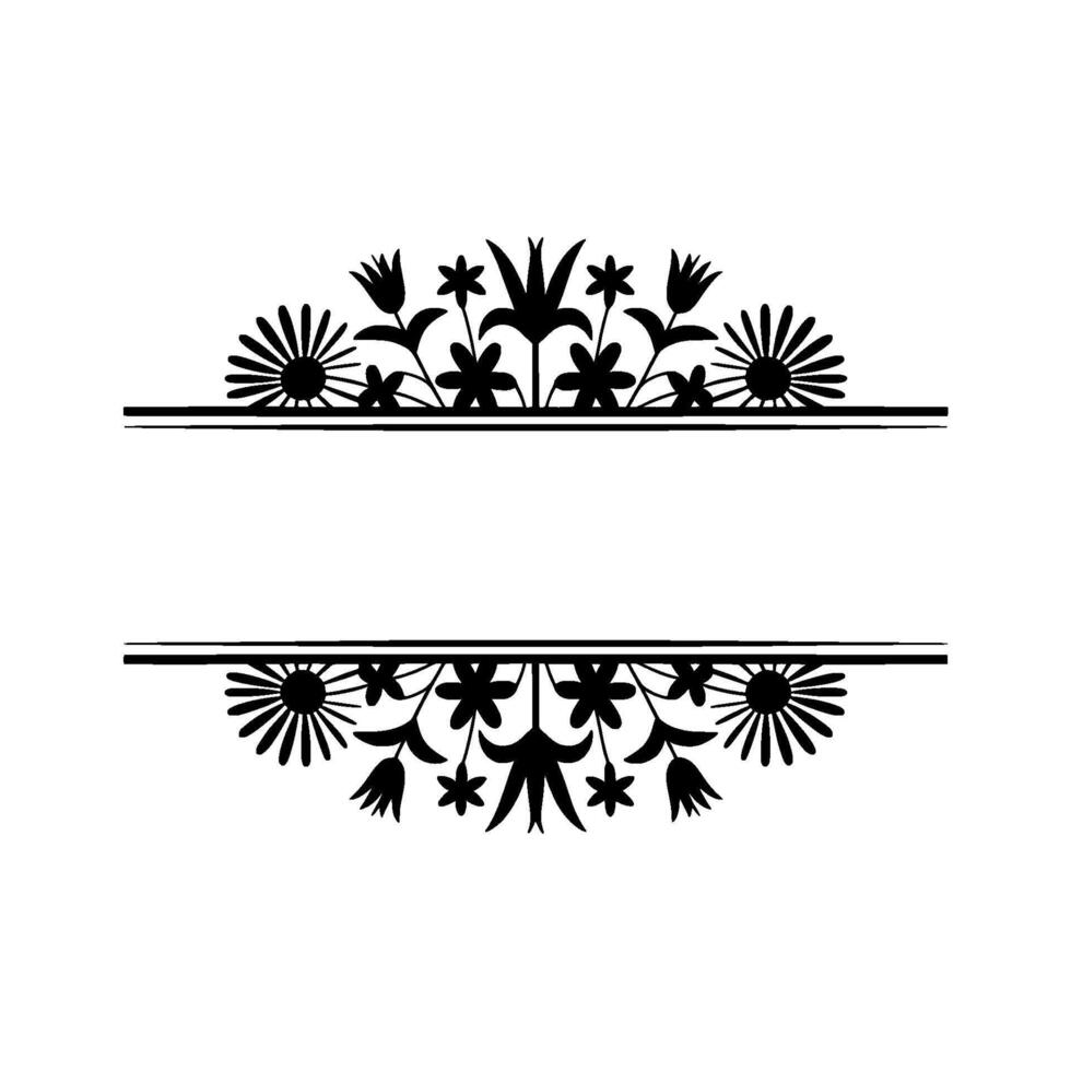 Floral Banner Template, Minimalist Black White, Isolated on White vector