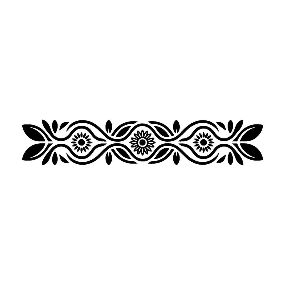 Elegant Black Floral Border on White, Decorative Ornament, Leaves vector