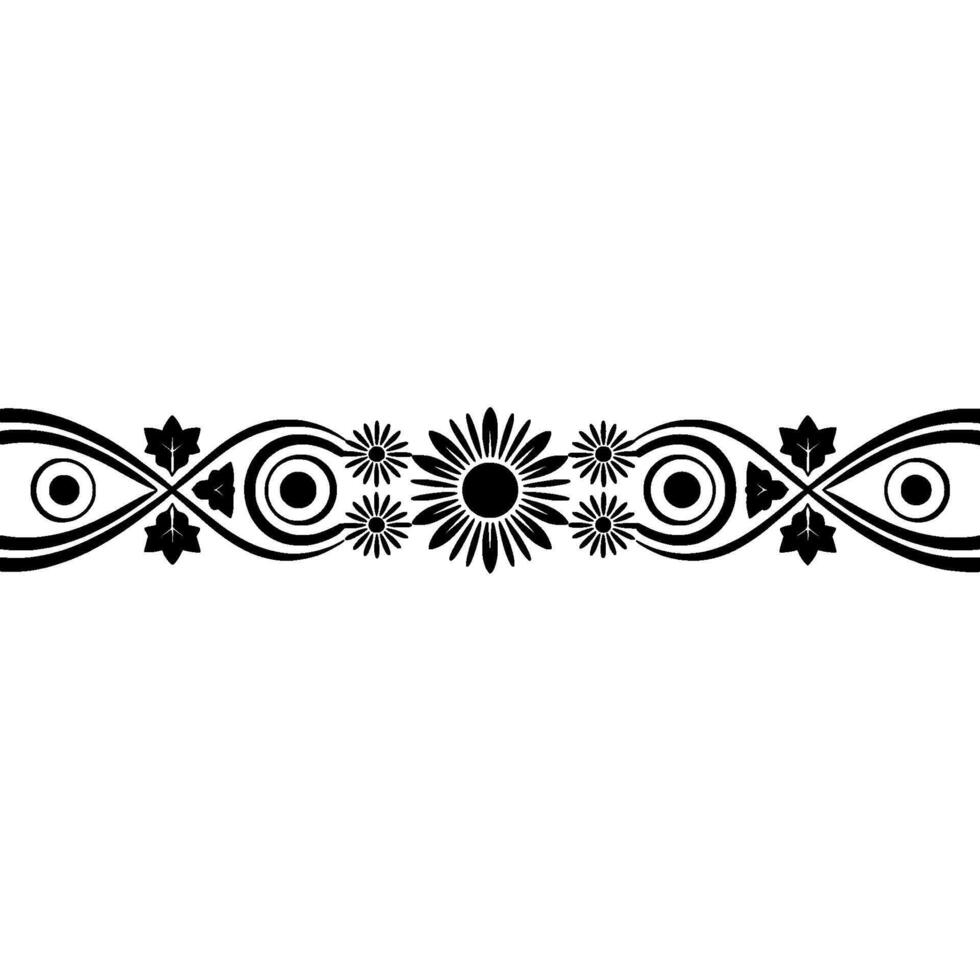 Black Floral Border on White Background Decorative vector