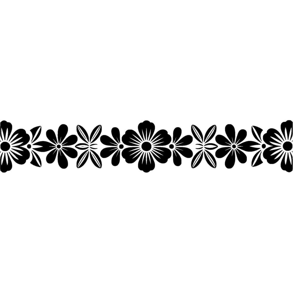 Elegant Floral Border Black Flower Pattern on White Background vector