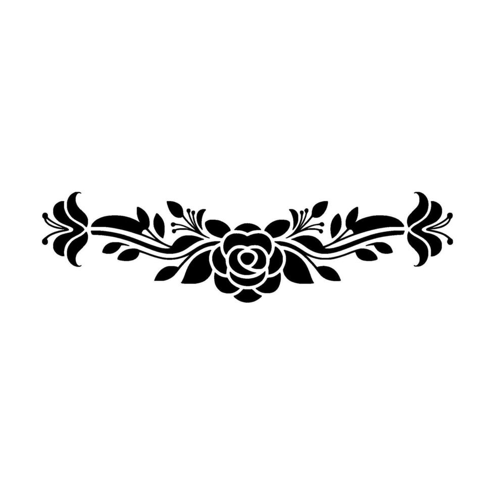 Elegant Black Floral Element on White Background, Ornament vector