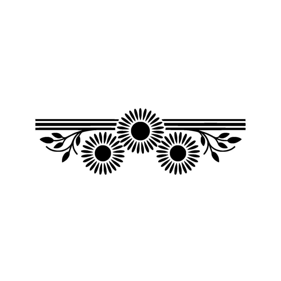 Minimalist Floral Ornament in Black and White on White Background - Border vector