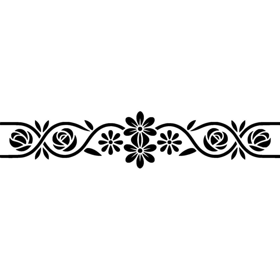 Elegant Black Floral Border on White, Element - Floral border vector