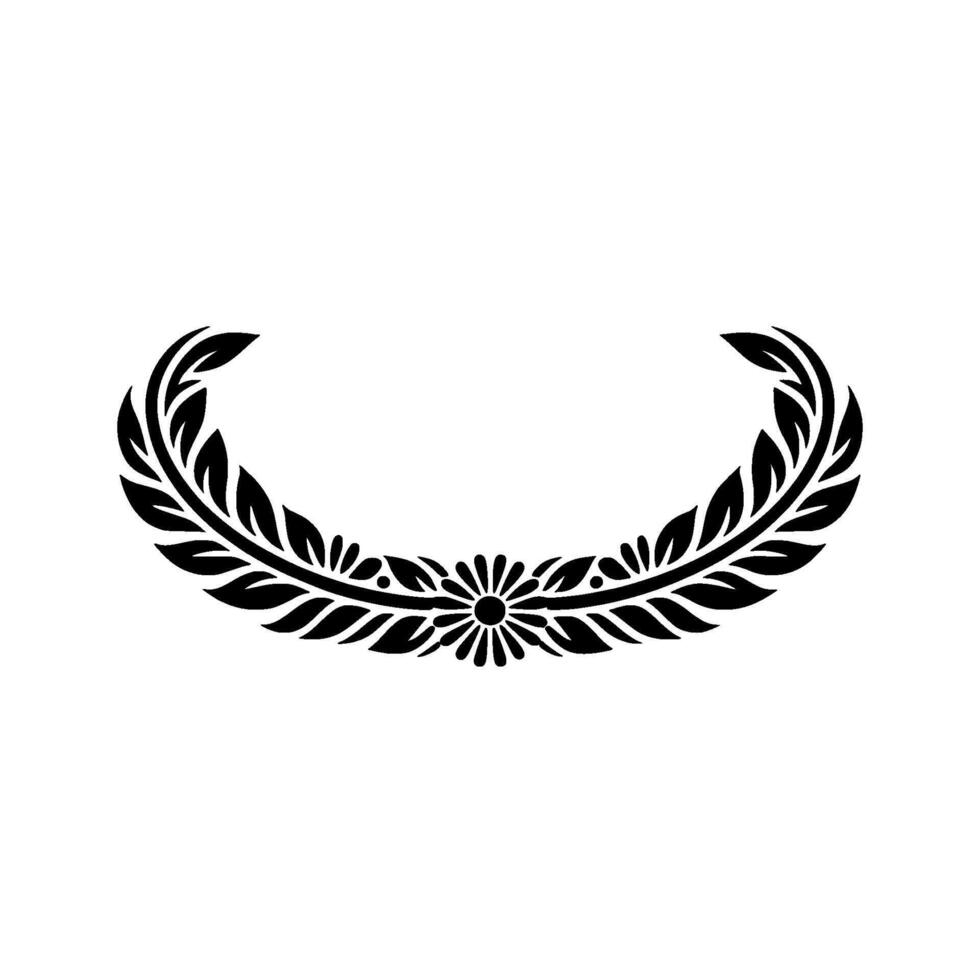 Elegant Floral Wreath in Black and White - Leaves vector