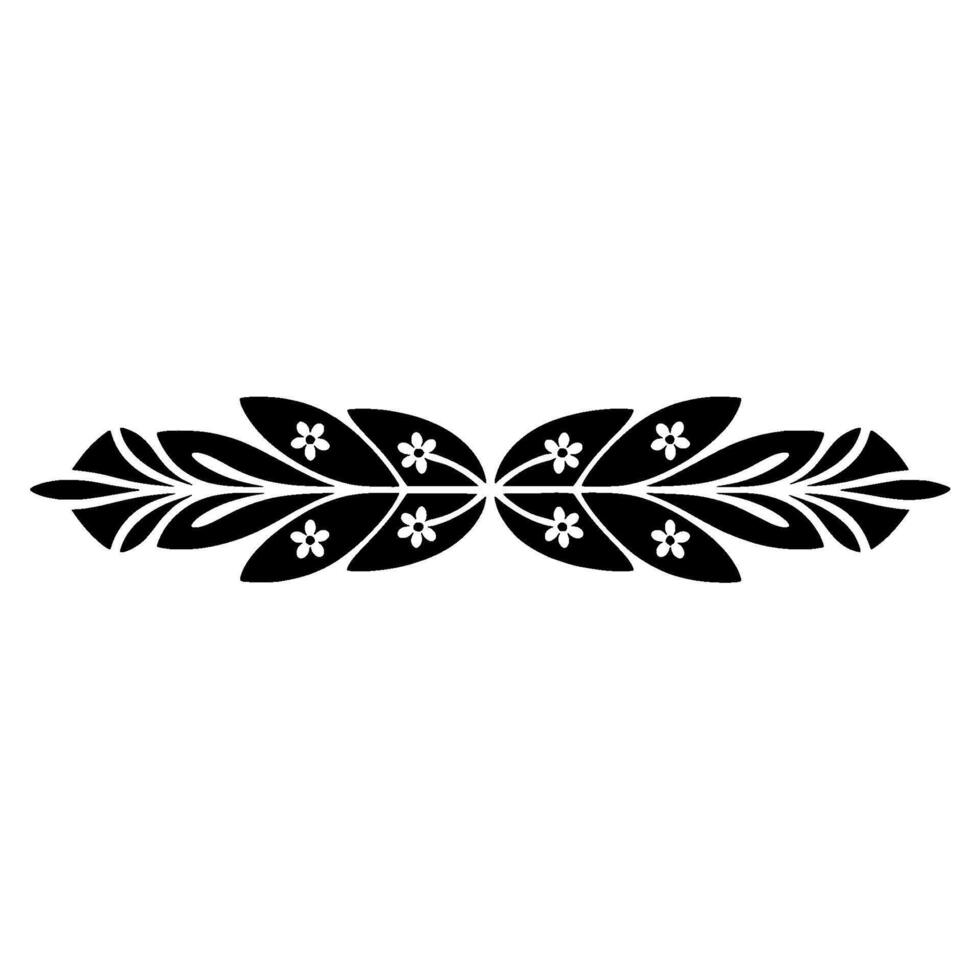 Elegant Black Floral Border on White Background - Symmetry - Floral border vector