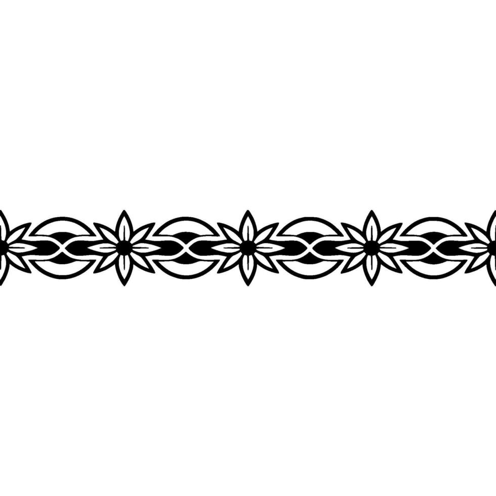 Elegant Black Floral Border on White Background, Repeat vector