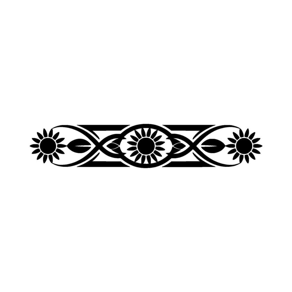 Elegant Black Floral Border on White Background - Sunflower vector