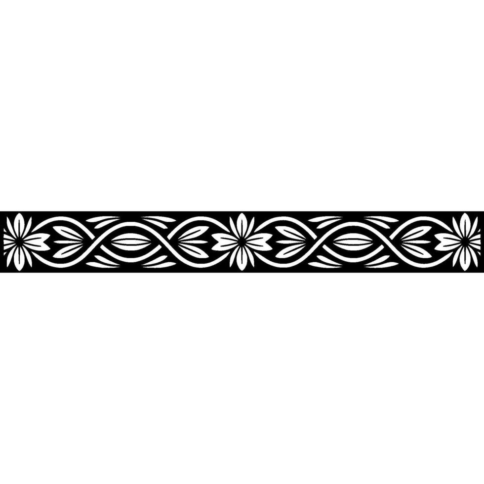 Elegant Floral Border Monochrome Pattern with Leaves vector