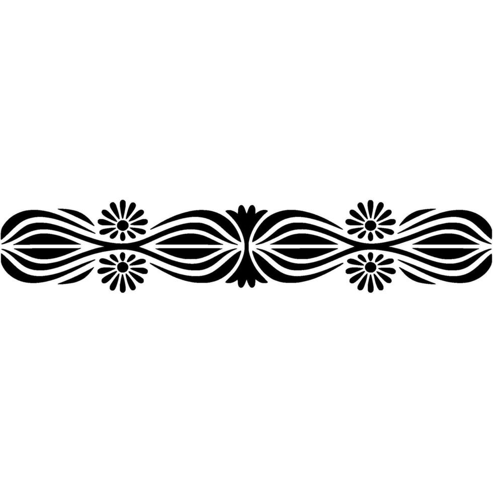 Elegant Black Floral Border on White Background, Retro vector