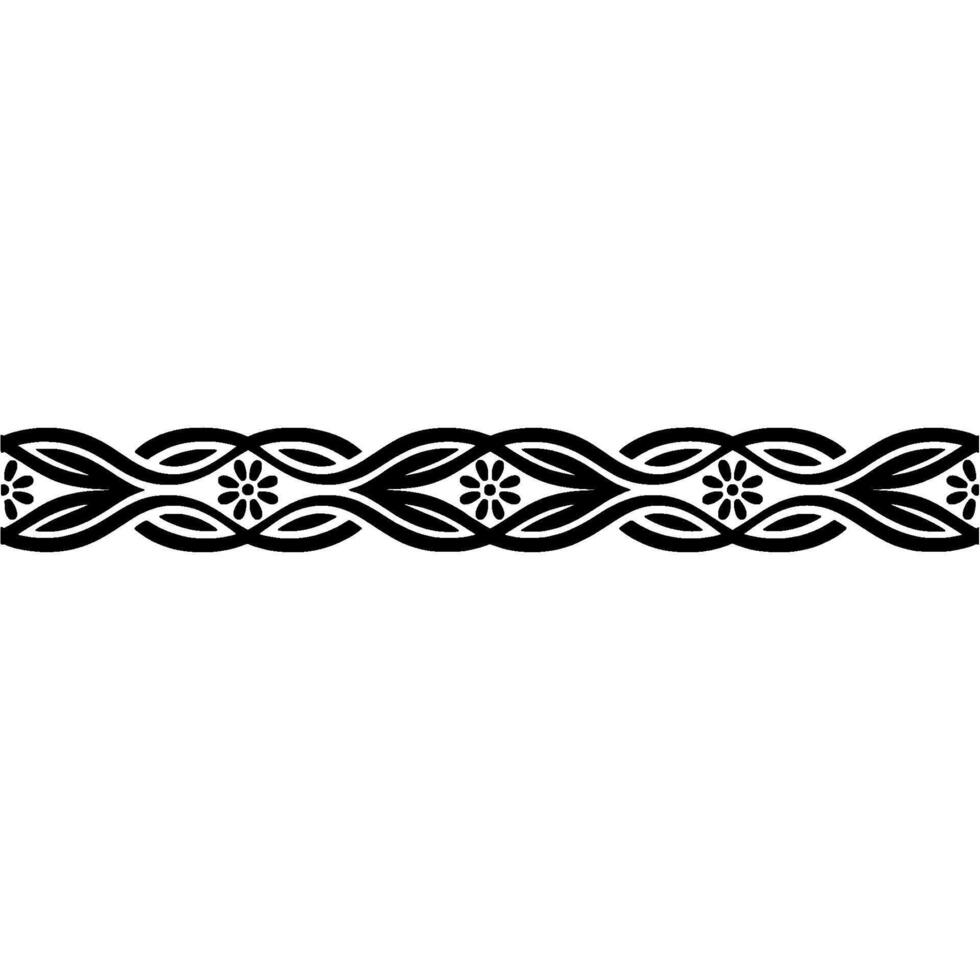 Elegant Floral Border - Black Ornament on White Background vector