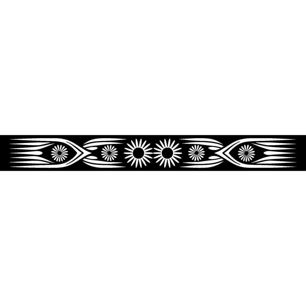 Elegant Black White Daisy Border, Floral Pattern vector